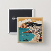 Ibiza, Spanje Reisposter Vierkante Button 5,1 Cm (Voorkant /achterkant)