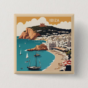 Ibiza, Spanje Reisposter Vierkante Button 5,1 Cm