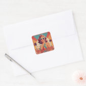 Ibiza, Spanje Reisposter Vierkante Sticker (Envelop)