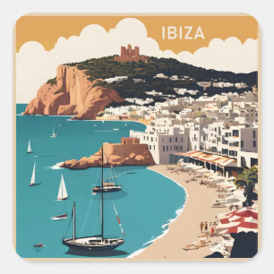 Ibiza, Spanje Reisposter Vierkante Sticker