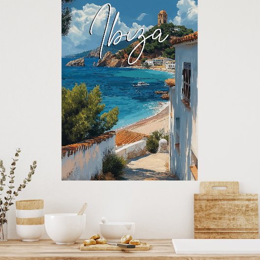 Ibiza Spanje Reizen Poster -  stijl (Keuken)