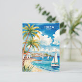Ibiza Spanje Reizen waterverf kunst Briefkaart (Staand voorkant)