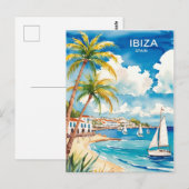 Ibiza Spanje Reizen waterverf kunst Briefkaart (Voorkant / Achterkant)