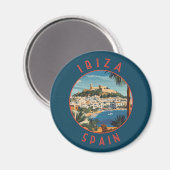 Ibiza Spanje Retro Distressed Circle Magneet (Voorkant / Achterkant)