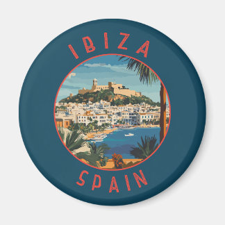 Ibiza Spanje Retro Distressed Circle Magneet