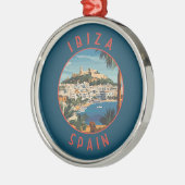 Ibiza Spanje Retro Distressed Circle Metalen Ornament (Links)