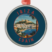 Ibiza Spanje Retro Distressed Circle Metalen Ornament (Voorkant)