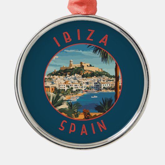 Ibiza Spanje Retro Distressed Circle Metalen Ornament (Voorkant)