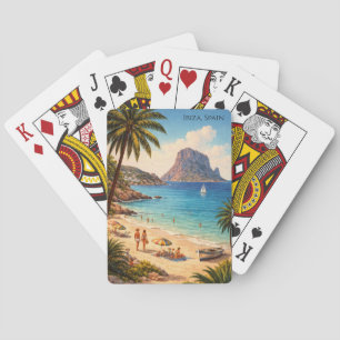 Ibiza Spanje Retro Strand Kunstwerk – Vintage Reiz Pokerkaarten