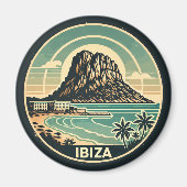Ibiza Spanje Rock of Es Vedra Travel Art Badge Magneet (Voorkant)