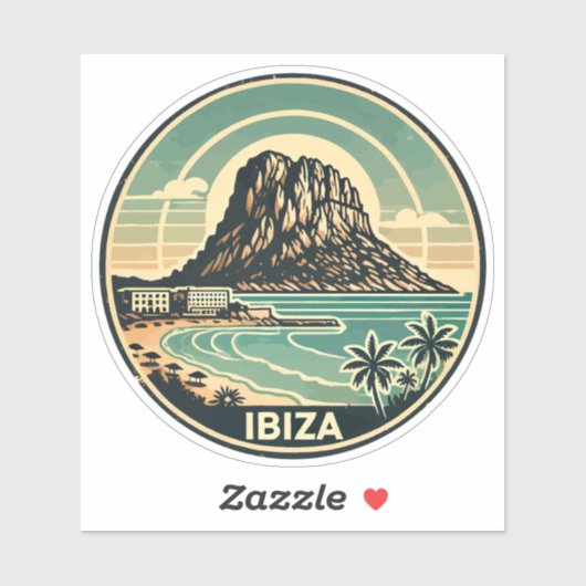 Ibiza Spanje Rock of Es Vedra Travel Art Badge Sticker (Vel)