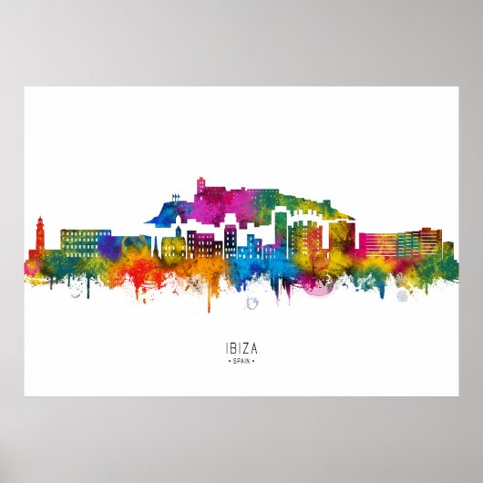 Ibiza Spanje Skyline Poster (Voorkant)