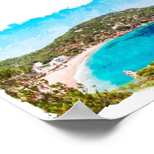 Ibiza Spanje Strand Landschap Reizen Poster (Hoek)
