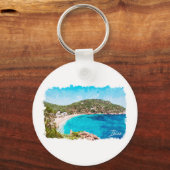Ibiza Spanje Strand Landschap Reizen Sleutelhanger (Voorkant)