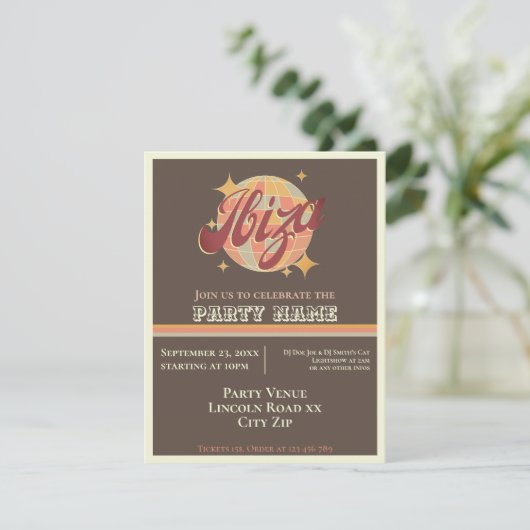 Ibiza Spanje thema party uitnodiging eivissa (Staand voorkant)