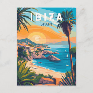 Ibiza Spanje Travel Art Vintage Briefkaart