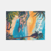 Ibiza Spanje Travel Art Vintage Fleece Deken (Voorkant (Horizontaal))