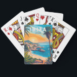 Ibiza Spanje Travel Art Vintage Pokerkaarten<br><div class="desc">Ibiza retro vector reisontwerp. Ibiza is een van de Balearen,  een archipel van Spanje in het mediterrane Zee.</div>