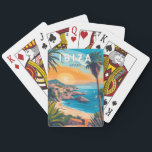 Ibiza Spanje Travel Art Vintage Pokerkaarten<br><div class="desc">Ibiza retro vector reisontwerp. Ibiza is een van de Balearen, een archipel van Spanje in het mediterrane Zee.</div>