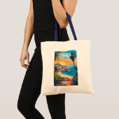 Ibiza Spanje Travel Art Vintage Tote Bag (Voorkant (product))