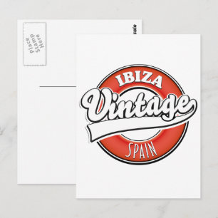 Ibiza spanje vintage stijl logo briefkaart