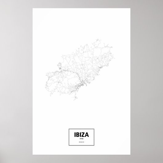 Ibiza, Spanje (zwart op wit) Poster (Voorkant)