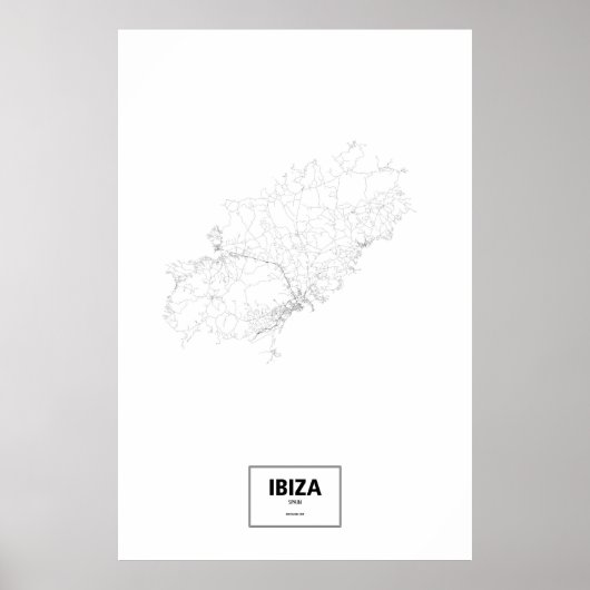 Ibiza, Spanje (zwart op wit) Poster (Voorkant)