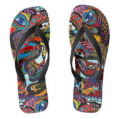 Ibiza stijl volwassen "Flower-Art" Teenslippers (Voetbed)