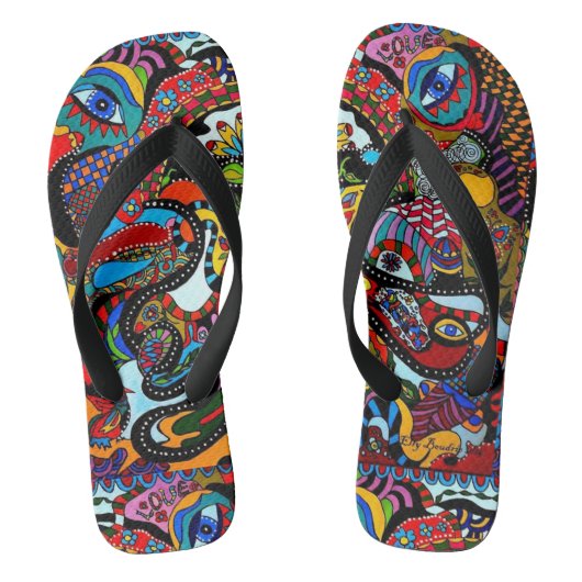 Ibiza stijl volwassen "Flower-Art" Teenslippers (Voetbed)