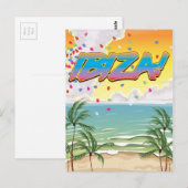 Ibiza strandfeest reisposter briefkaart (Voorkant / Achterkant)