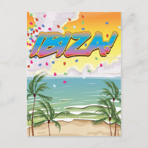Ibiza strandfeest reisposter briefkaart