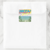 Ibiza strandfeest reisposter vierkante sticker (Tas)