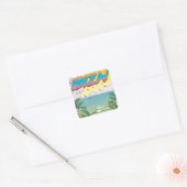 Ibiza strandfeest reisposter vierkante sticker (Envelop)