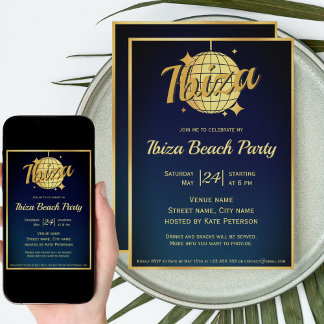 Ibiza-thema eivissa gouden discobal feest kaart