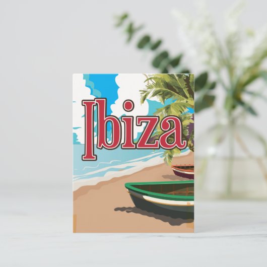 Ibiza vintage-poster briefkaart (Staand voorkant)