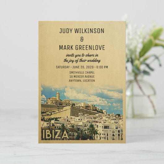 Ibiza Wedding Invitation  Spanje Kaart (Staand voorkant)