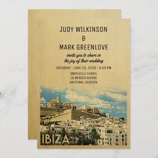 Ibiza Wedding Invitation  Spanje Kaart (Voorkant / Achterkant)