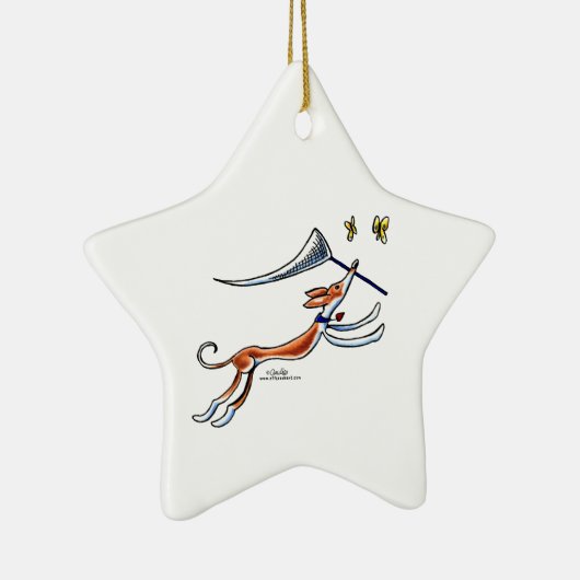Ibizan Hound Butterflies Keramisch Ornament (Rechts)