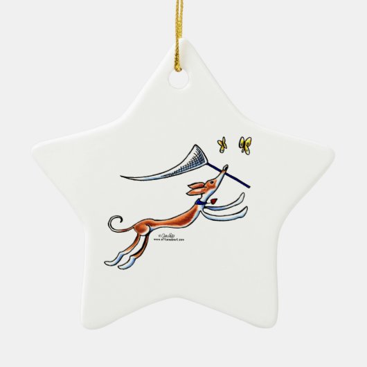 Ibizan Hound Butterflies Keramisch Ornament (Voorkant)