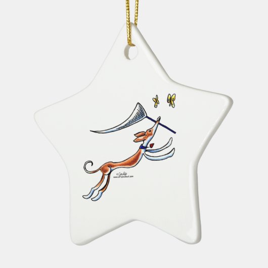 Ibizan Hound Butterflies Keramisch Ornament (Links)