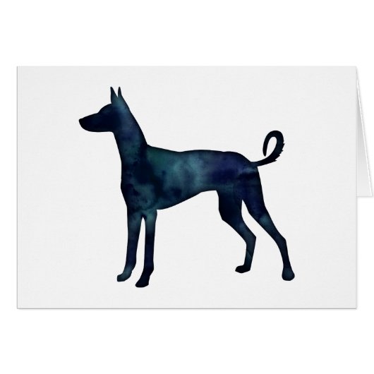 Ibizan Hound Dog Black Waterverf Silhouette Card (Voorkant Horizontaal)