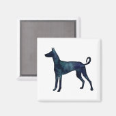 Ibizan Hound Dog Black Waterverf Silhouette Magneet (Voorkant / Achterkant)