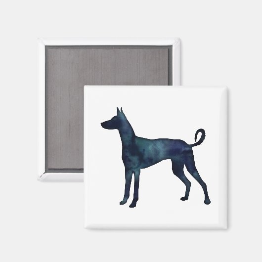 Ibizan Hound Dog Black Waterverf Silhouette Magneet (Voorkant / Achterkant)