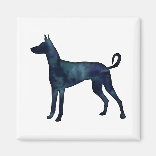 Ibizan Hound Dog Black Waterverf Silhouette Magneet (Voorkant)