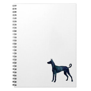 Ibizan Hound Dog Black Waterverf Silhouette Notitieboek
