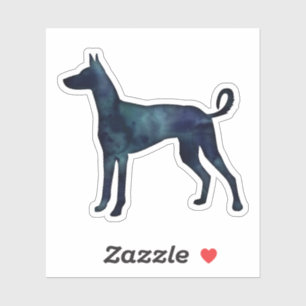 Ibizan Hound Dog Black Waterverf Silhouette Sticker