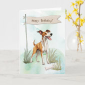 Ibizan Hound Dog Outdoors Under Birthday Sign Kaart (Gele Bloem)