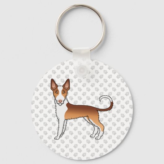 Ibizan Hound Dog & Paws, rode en witte draad Sleutelhanger (Voorkant)