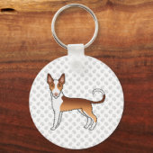 Ibizan Hound Dog & Paws, rode en witte draad Sleutelhanger (Voorkant)