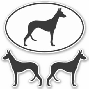Ibizan Hound Dog Silhouetten Vinyl Sticker Set